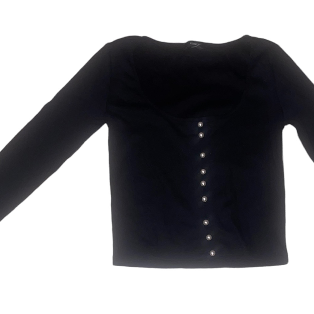 F21 Black + Pearl Crop Top